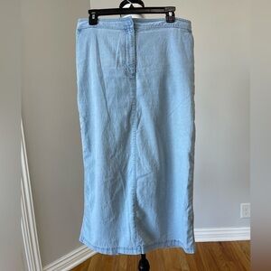 Christopher & Banks chambray denim light wash maxi prairie skirt size 10